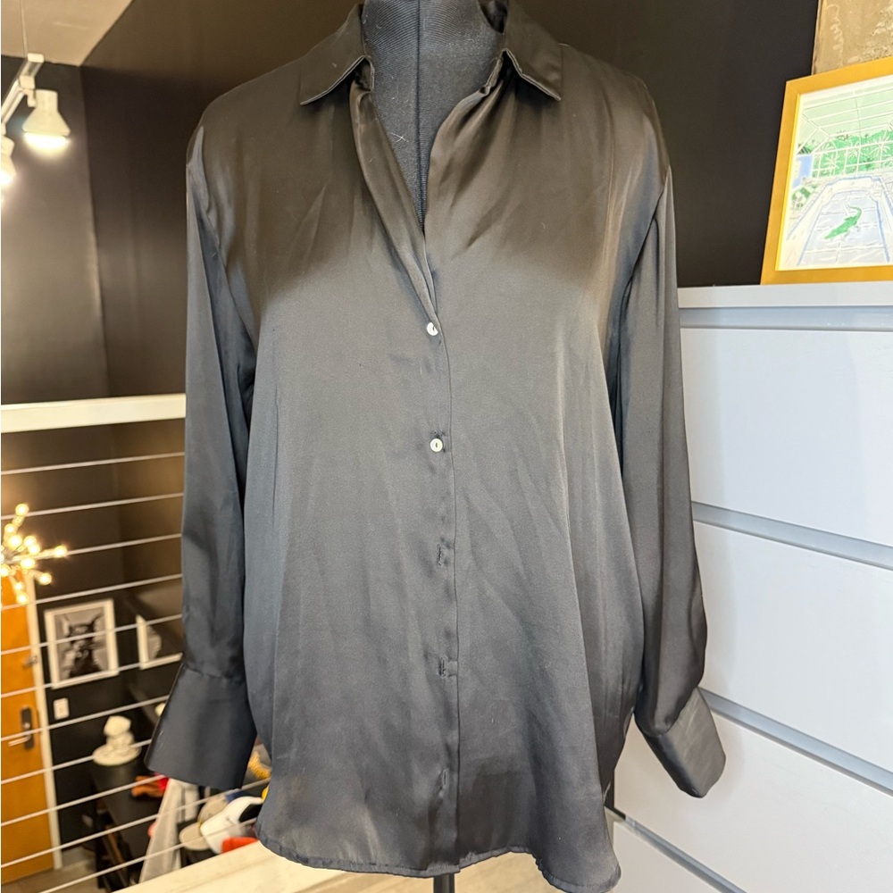 Zara Classic Black Blouse button down